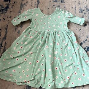 Hanna Andersson Mint Green Floral Kids Dress